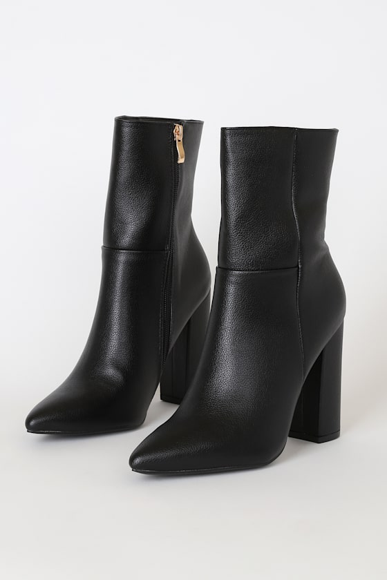 Dawson Black Pebble Pointed-Toe Mid Calf Boots - thumbnail 4