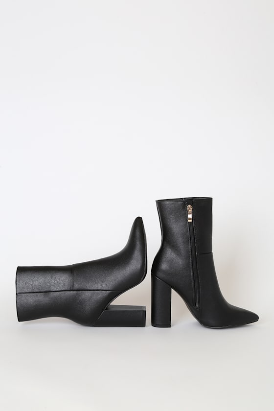 Dawson Black Pebble Pointed-Toe Mid Calf Boots - thumbnail 3