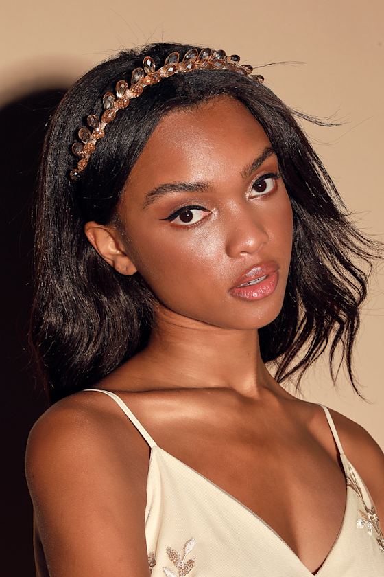 With Whimsy Champagne Crystal Beaded Headband 1