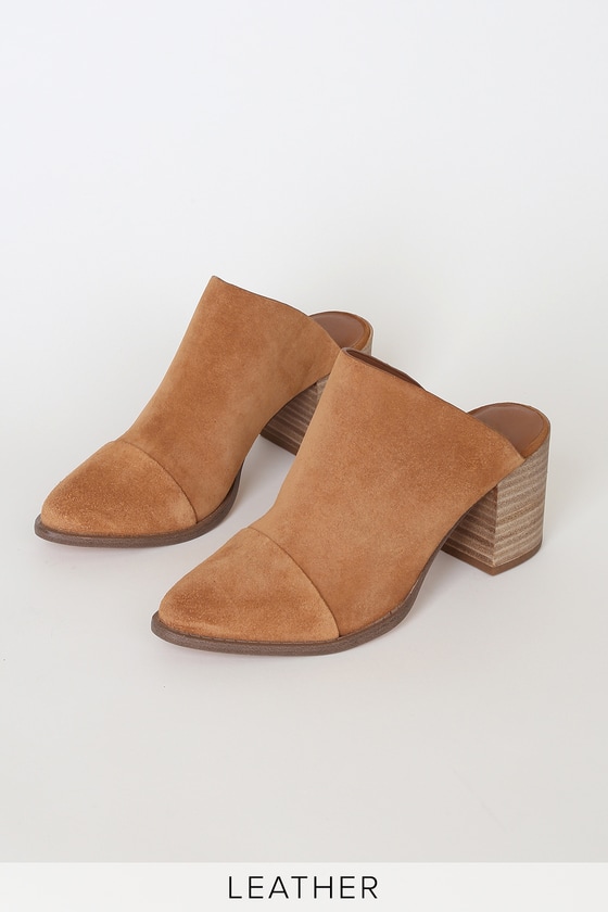 Dolce Vita Tadeo - Tan Suede Leather Mules - Pointed-Toe Mules - Lulus