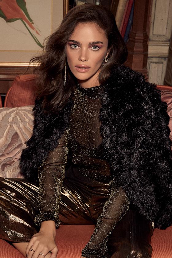 Prism Black Faux Fur Fringe Jacket 1