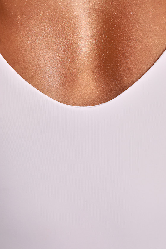 White Swimsuit Moderate Coverage Swimsuit OnePiece Swimsuit Lulus