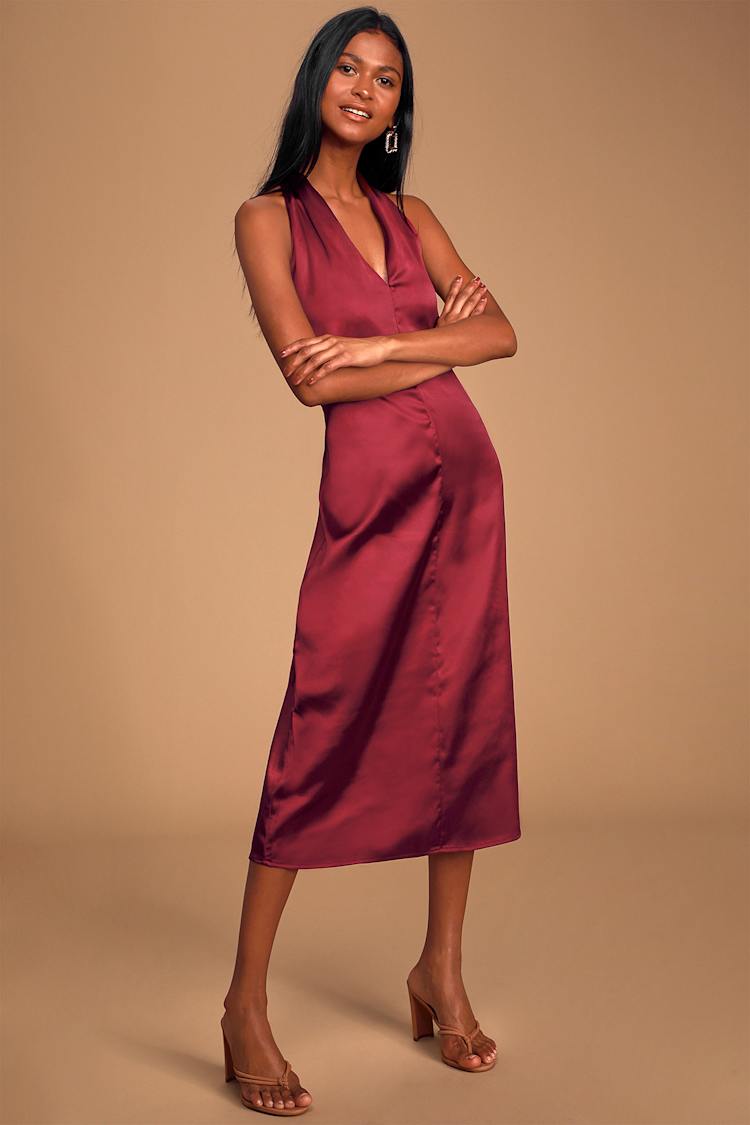 burgundy shift dress Burgundy Bell Sleeve Shift Dress in Sizes S-L – Blushing Betty main image 0
