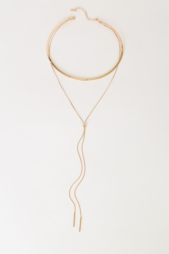 Modern Minimalist Gold Layered Collar Necklace