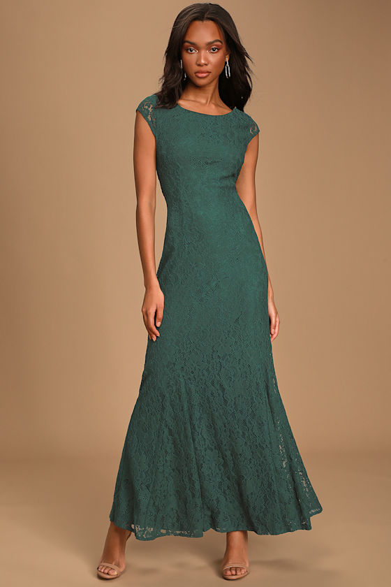 emerald green lace maxi dress