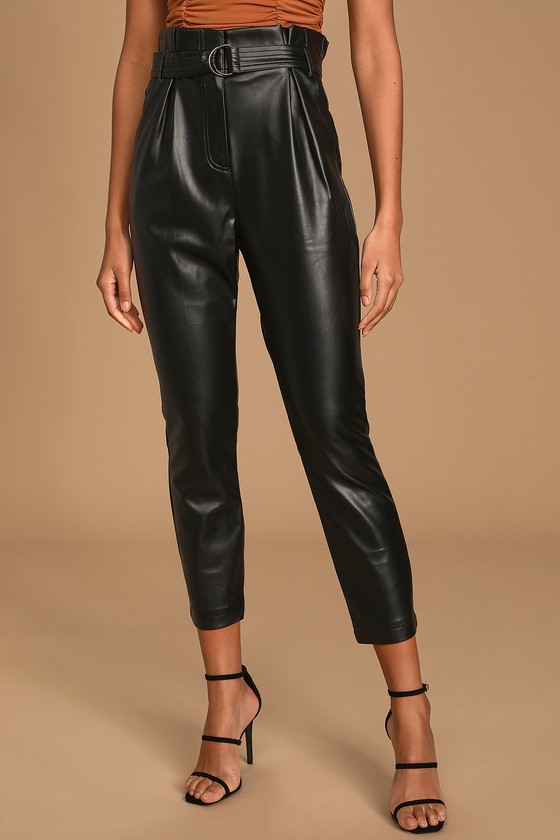 black vegan leather pants