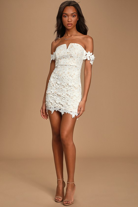 white one shoulder crochet dress