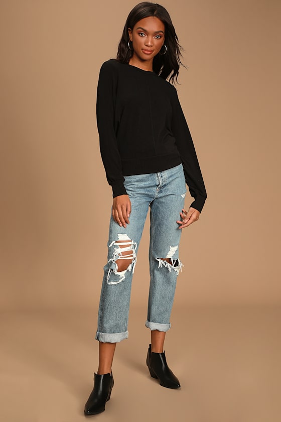 Luna Black Batwing Sleeve Top 2