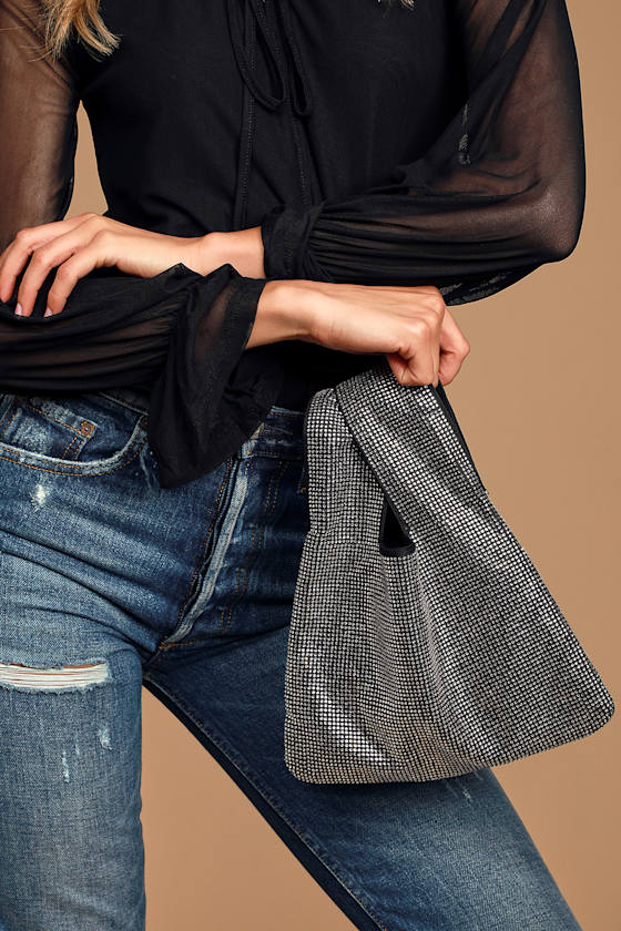 Work It Black Rhinestone Mini Tote Bag 2