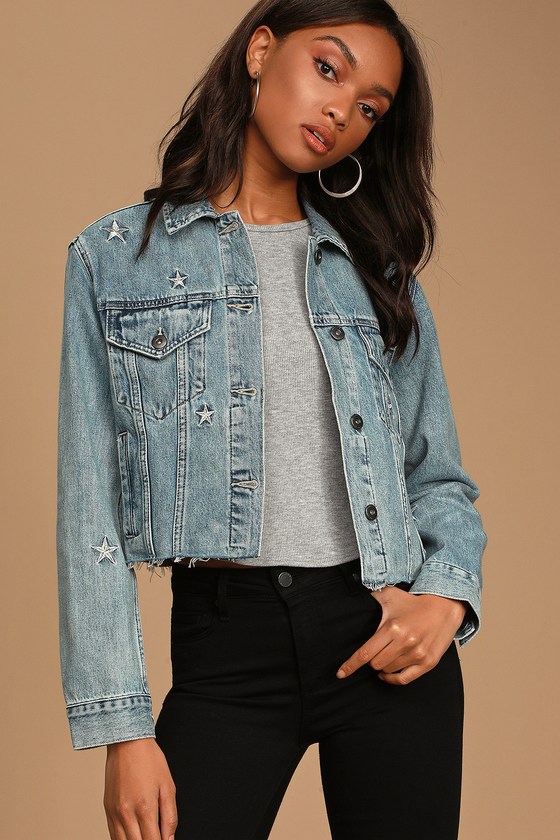 Pistola Naya - Light Wash Denim Jacket - Embroidered Jacket - Lulus