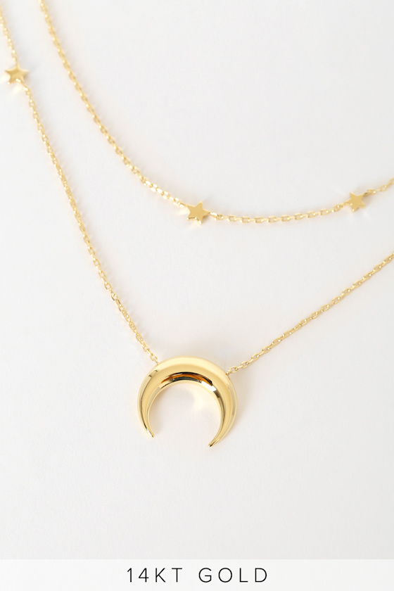 Crescent and Constellation Gold Layered Necklace 1