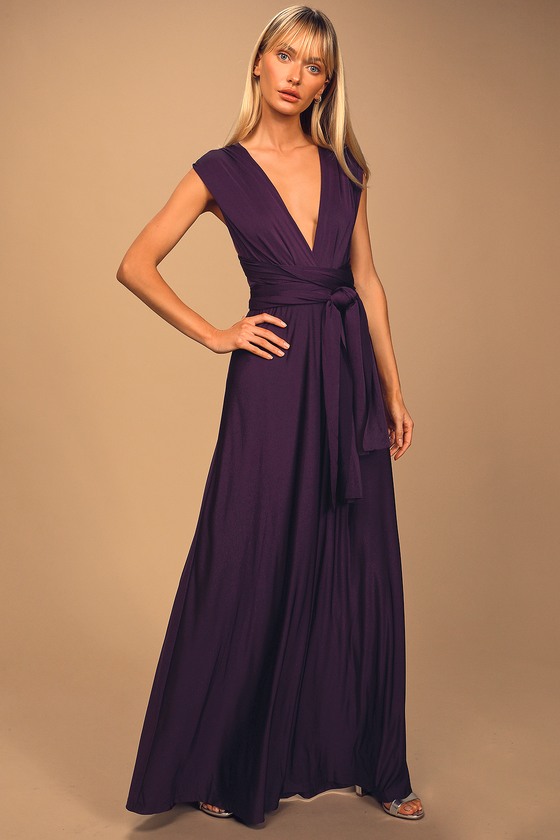 always stunning convertible purple maxi dress