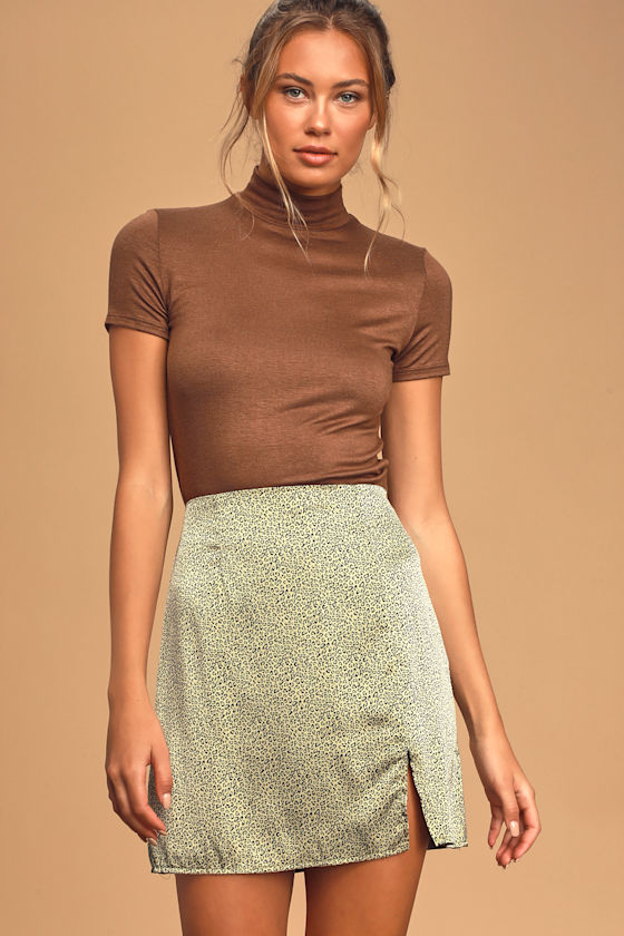 orange leopard mini skirt