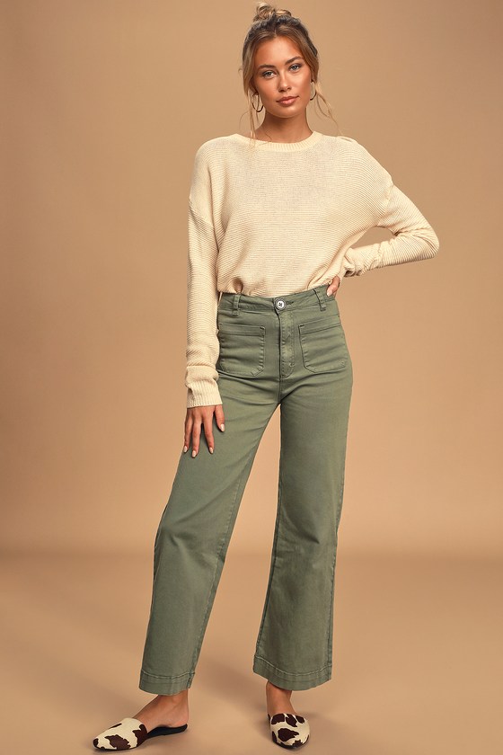 Rolla's Sailor - Olive Green Jeans - Wide-Leg Jeans - Jeans - Lulus