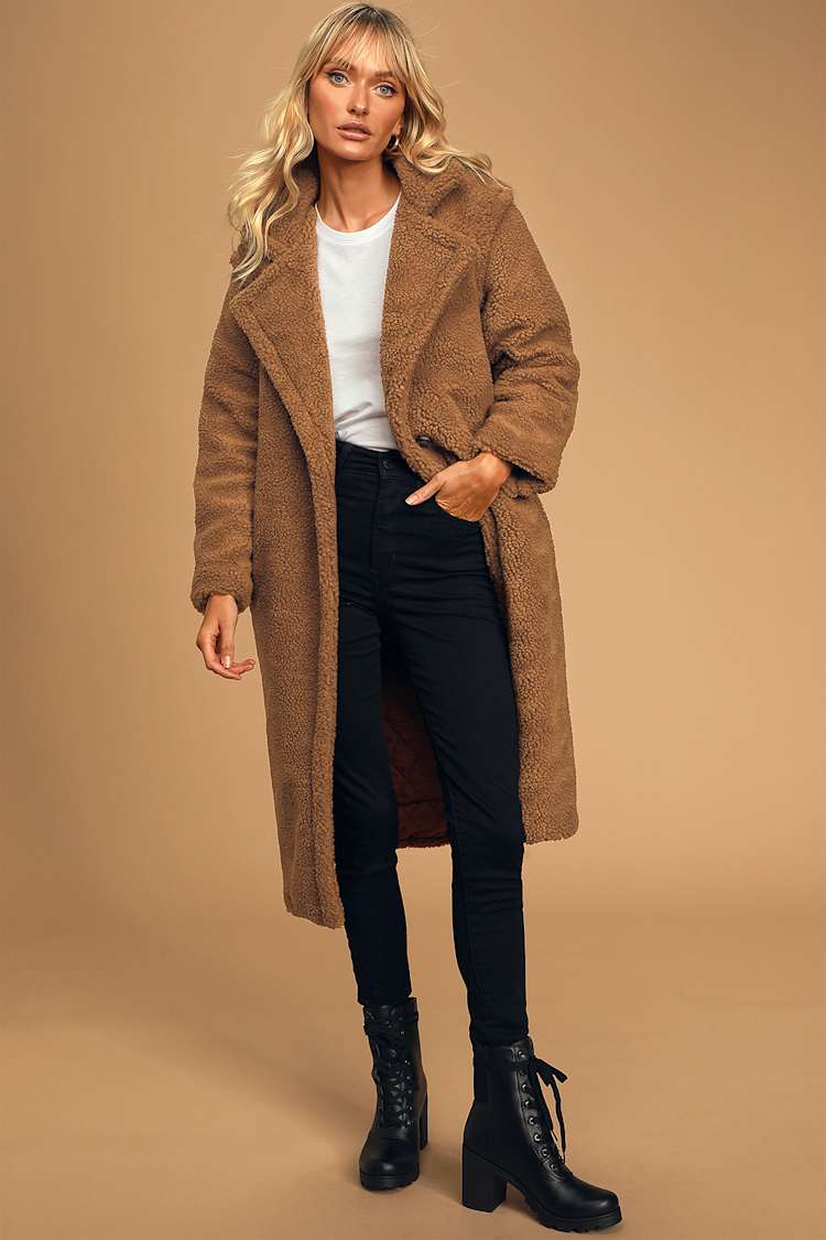 BB Dakota Paddington - Brown Teddy Coat - Longline Coat - Lulus