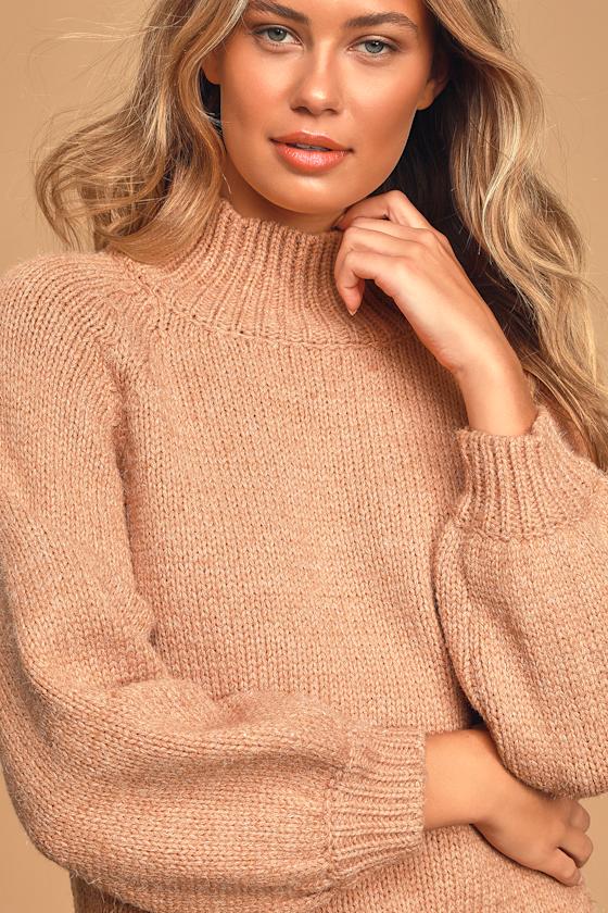 Feeling Dreamy Peach Knit Mock Neck Sweater 2
