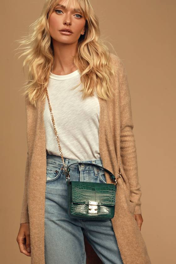 Corbyn Green Crocodile Embossed Mini Purse 1