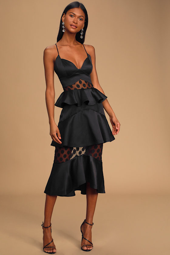 Aleko Black Tiered Midi Dress 1