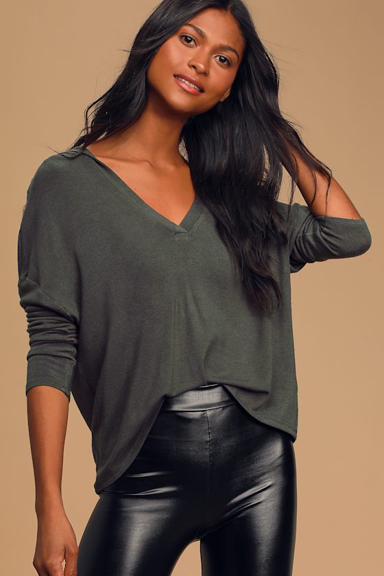 Casually Cute Charcoal Grey Knit Hooded Top 3