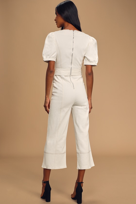 white puff sleeve jumpsuit