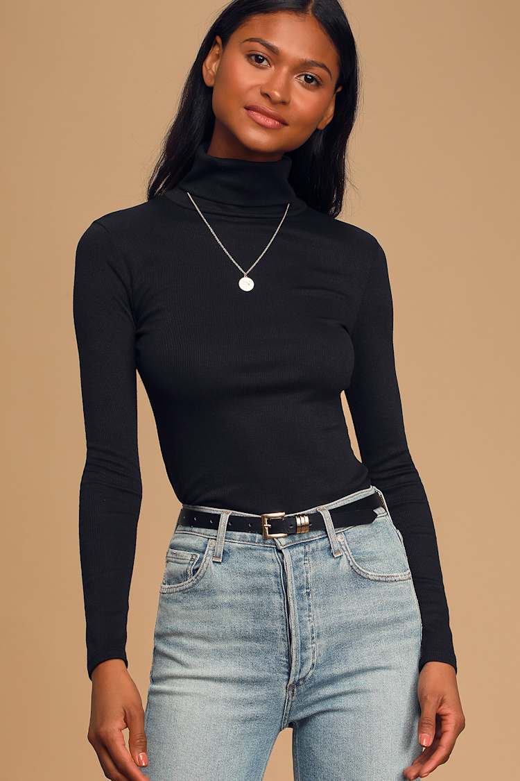 Black Skin Tight Turtleneck Lululemon Hold Tight Lettuce-Edge