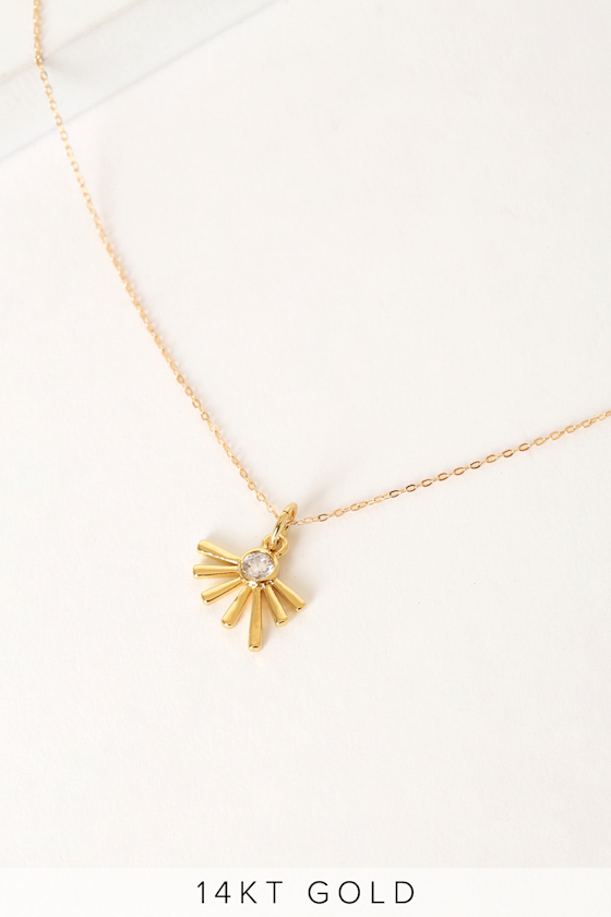 Bracha Rise Necklace 14KT Gold Necklace Sun Charm Necklace Lulus