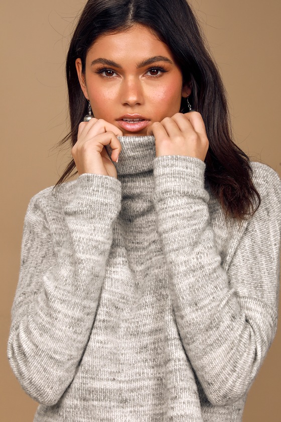 heather grey turtleneck sweater