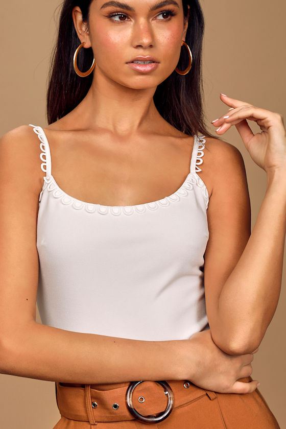 True Happiness White Sleeveless Bodysuit 4