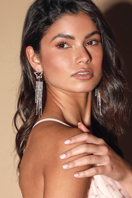Star Gazer Gold Rhinestone Drop Earrings 2