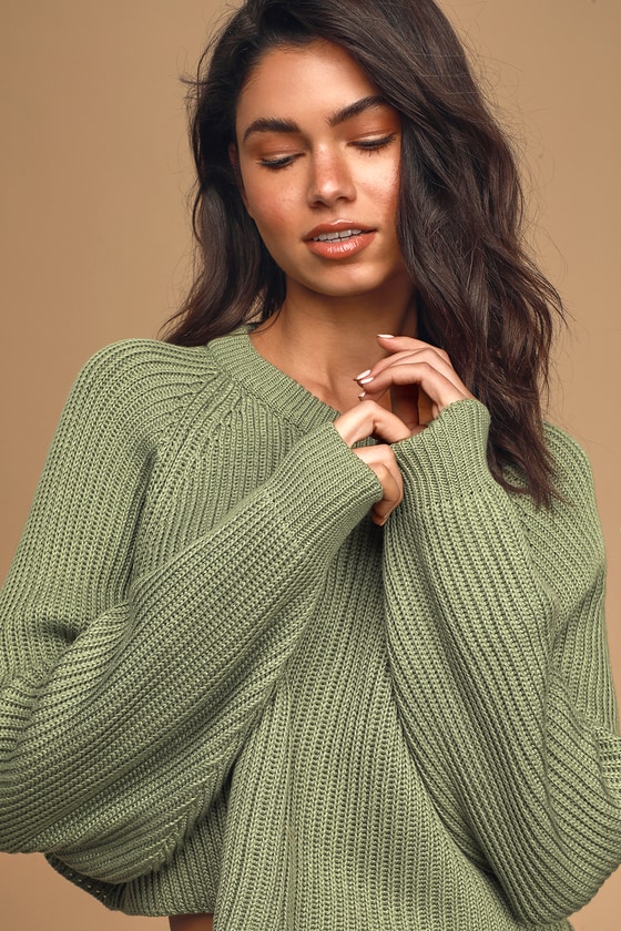Detour Olive Green Knit Dolman Sleeve Cropped Sweater Detour Olive Green Knit Dolman Sleeve Cropped Sweater