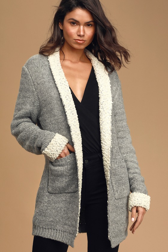 heather grey cardigan