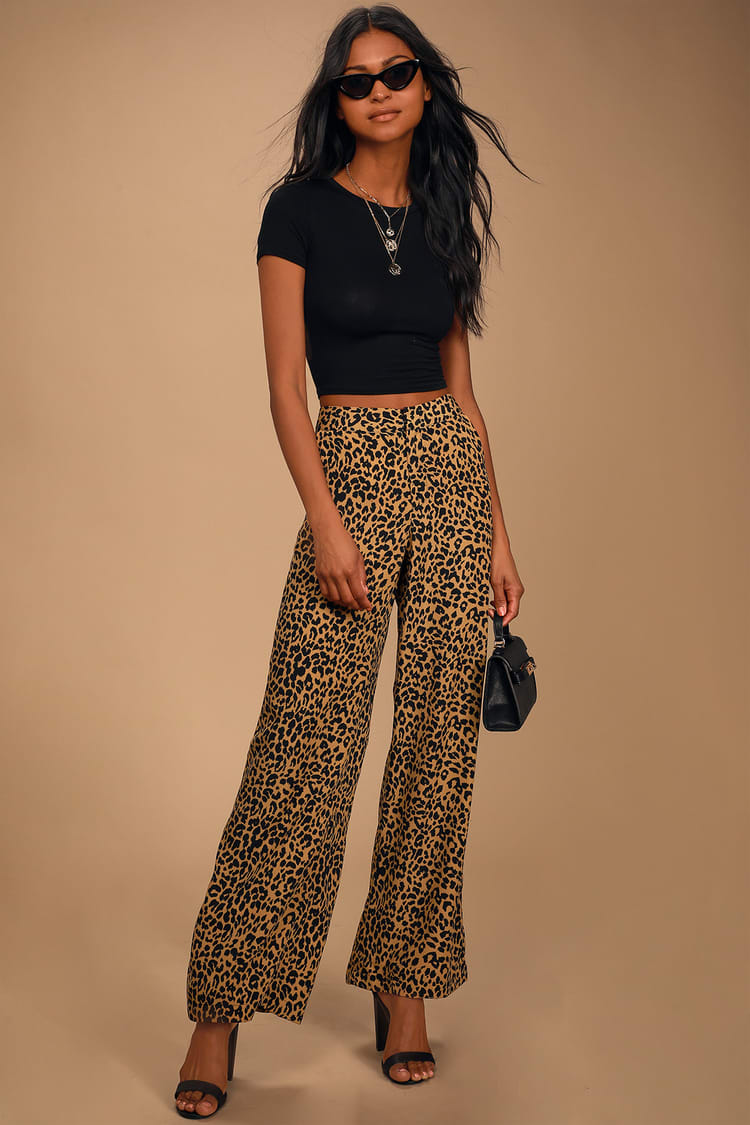Chic Leopard Print Pants - Wide Leg Pants - High-Waisted Pants - Lulus
