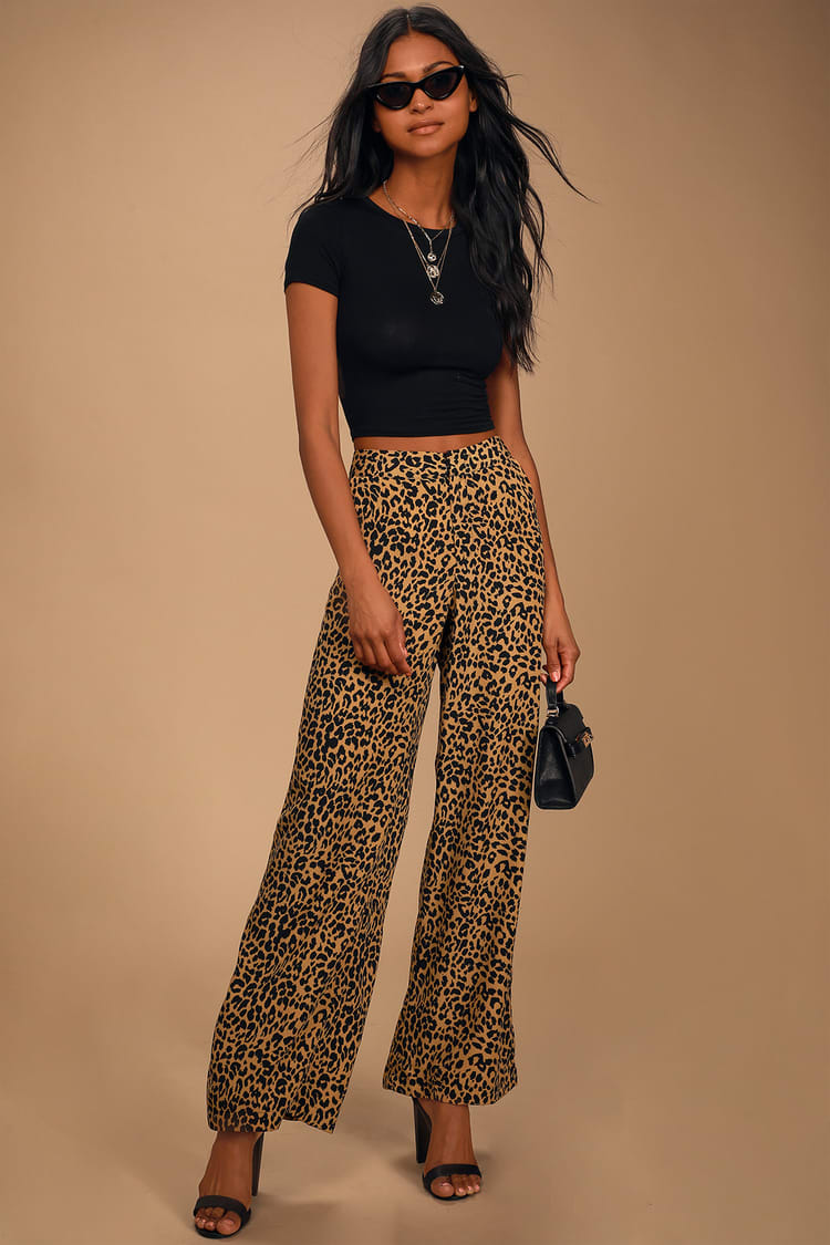 Fiercely Free Tan Leopard Print Wide-Leg Pants
