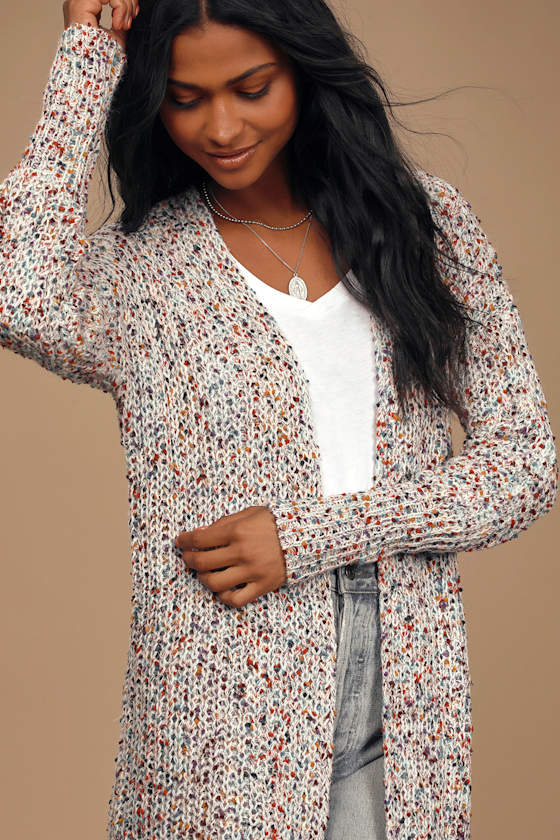 Fantastic Fringe White Multi Fringe Cardigan Sweater 8