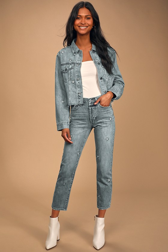 Pistola Charlie - Medium Wash Star Jeans - Straight Cropped Jeans - Lulus