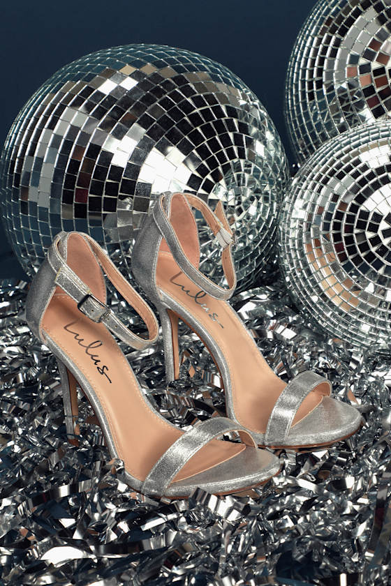 Elsi Silver Metallic Single Strap Heels 1