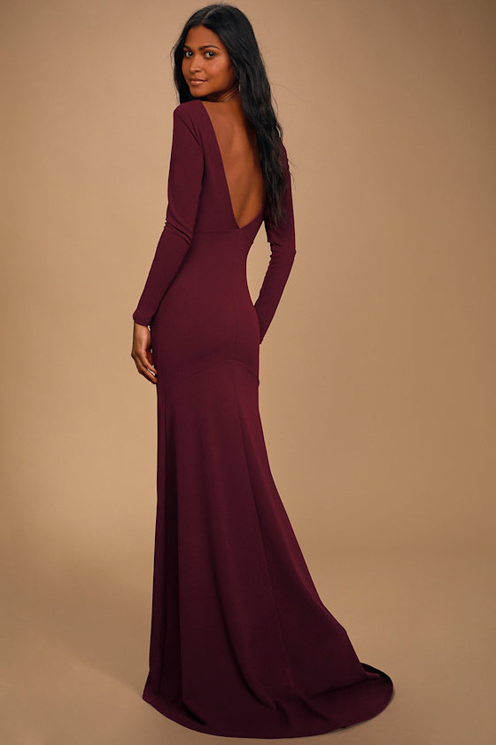 Wait For Me Burgundy Long Sleeve Maxi Dress 3