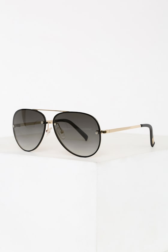 Hyperspace Gold and Black Aviator Sunglasses 1