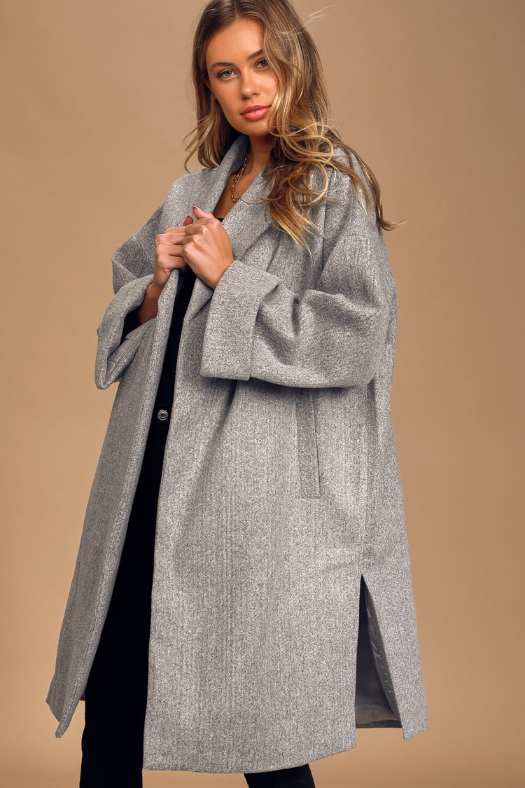 City Stroll Heather Grey Oversized Coat