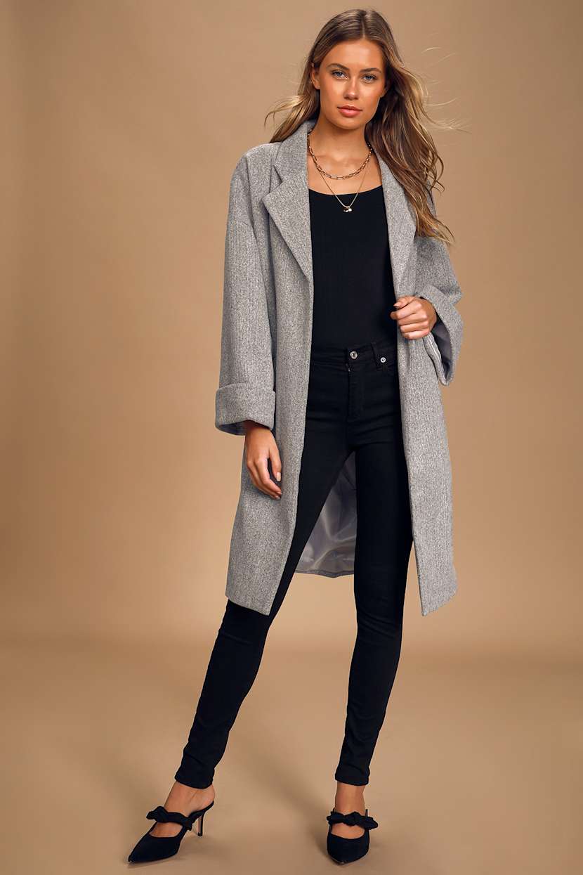 City Stroll Heather Grey Oversized Coat