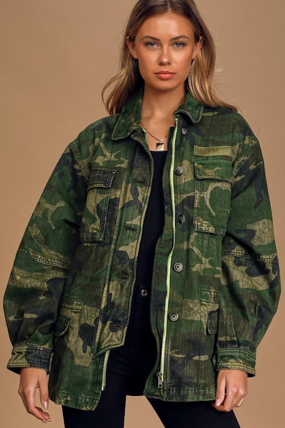 Seize The Day Green Camo Print Utility Jacket 3