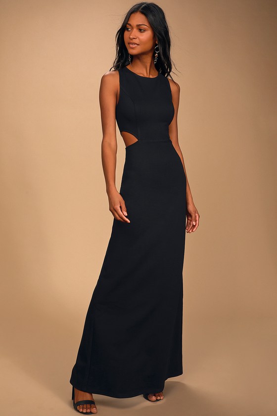 black maxi cut out dress