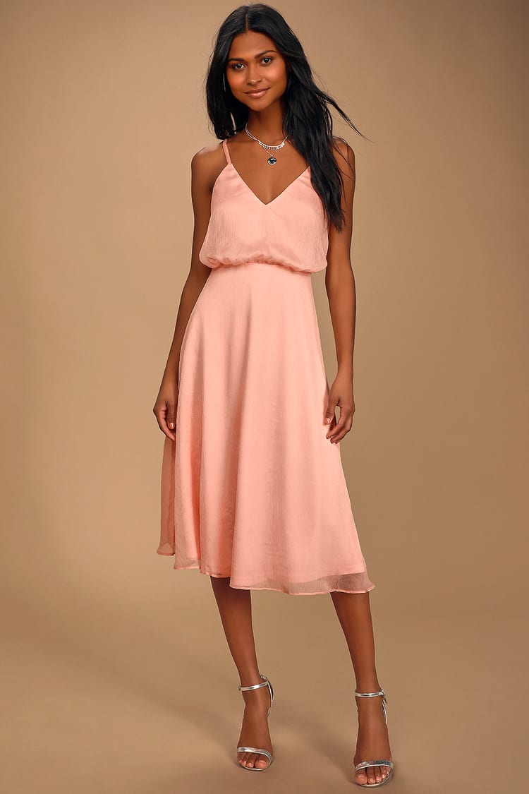 Chic Light Pink Dress - Sleeveless Dress - A-Line Midi Dress - Lulus