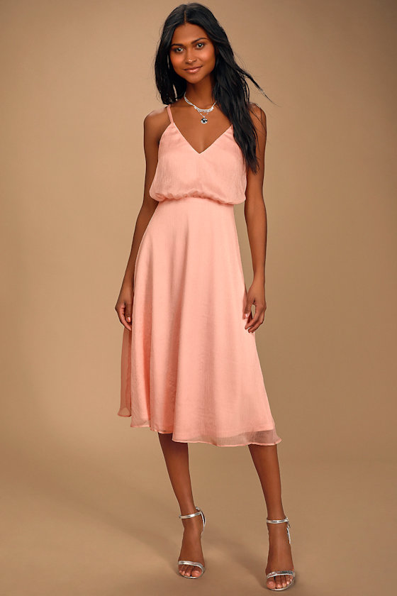 Chic Light Pink Dress Sleeveless Dress ALine Midi Dress Lulus