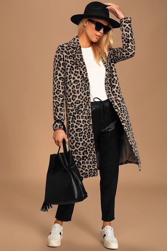 Fierce Potential Taupe Leopard Print Coat 1