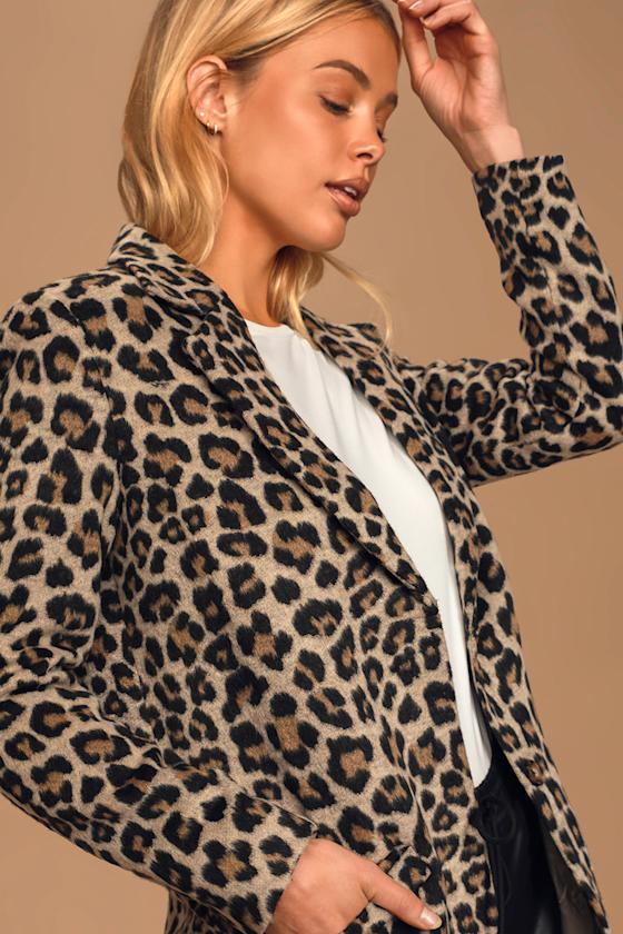 Fierce Potential Taupe Leopard Print Coat 3