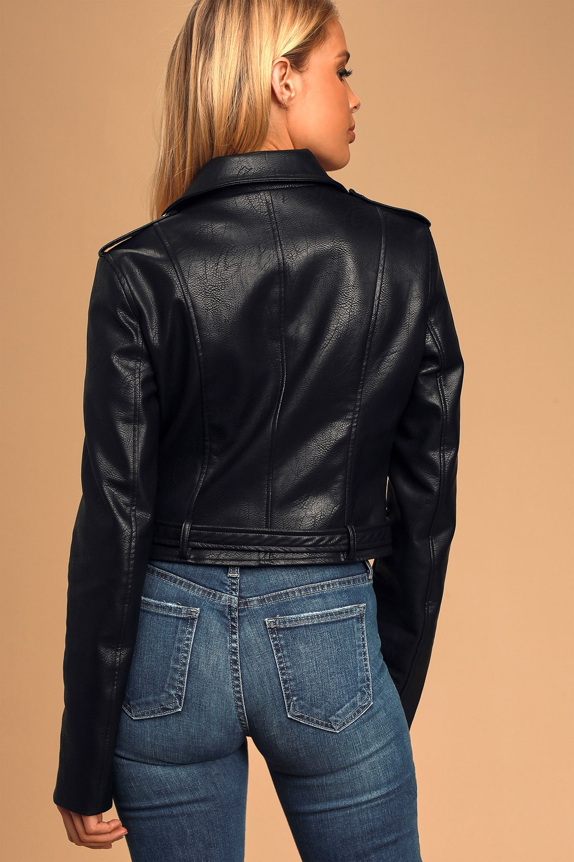 Off The Edge Black Vegan Leather Moto Jacket