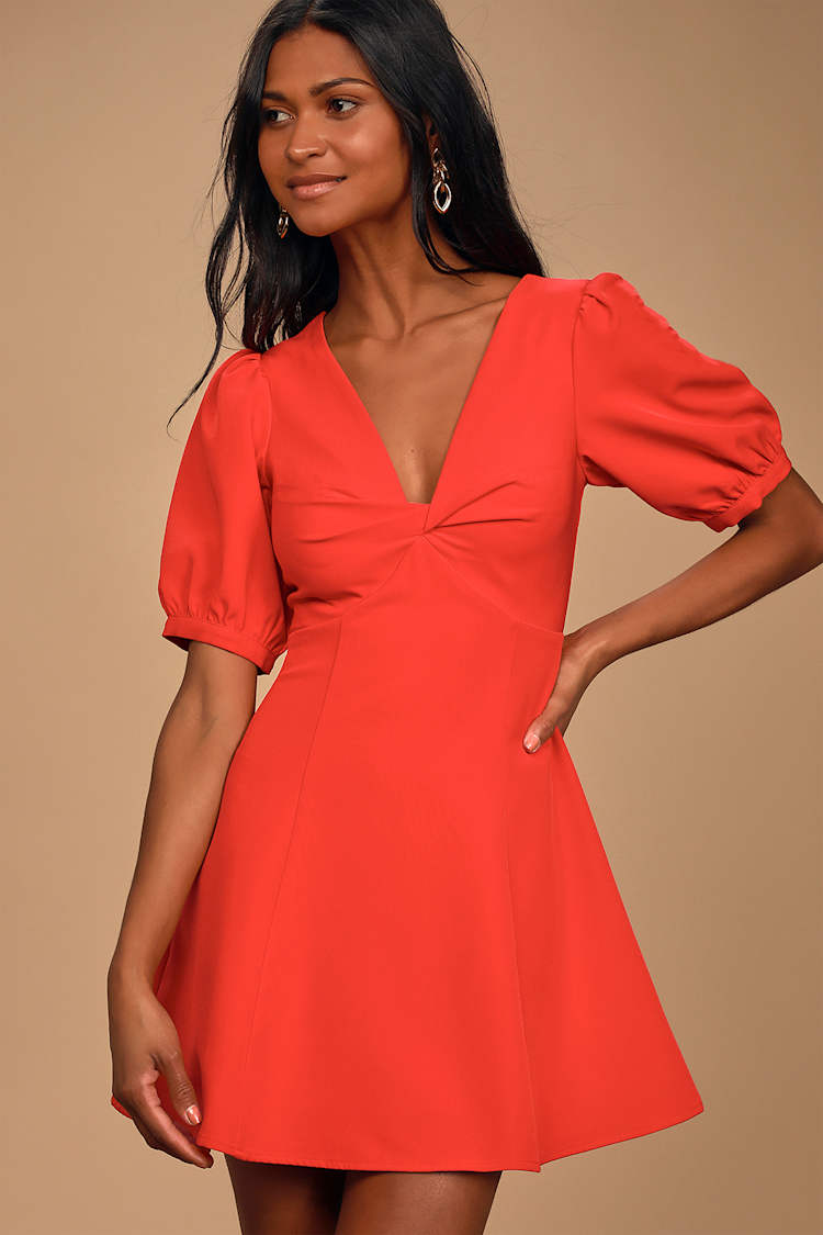white christmas dresses Windsor Rsvp Ready Lace Skater Dress in Red | Size: M main image 0