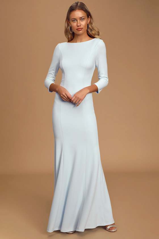 Glamour Galore Ice Blue Button Back Maxi Dress 3
