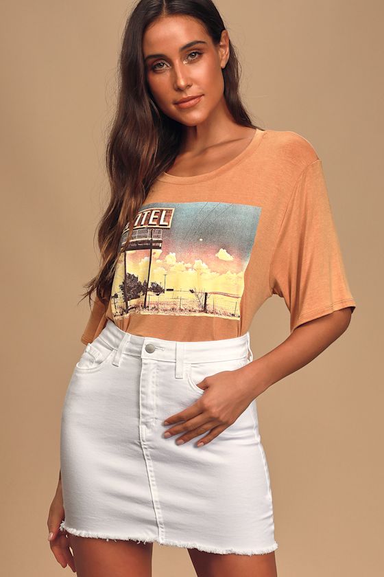 Pop and Lock White Denim Mini Skirt 7